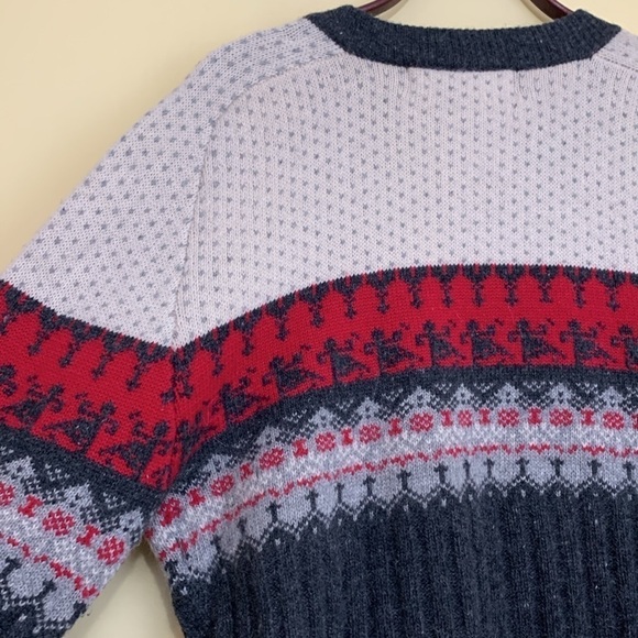 111 State Gray Full Zip Fair Isle Lambswool Angora Blend Knit Cardigan Sweater L - Picture 16 of 17